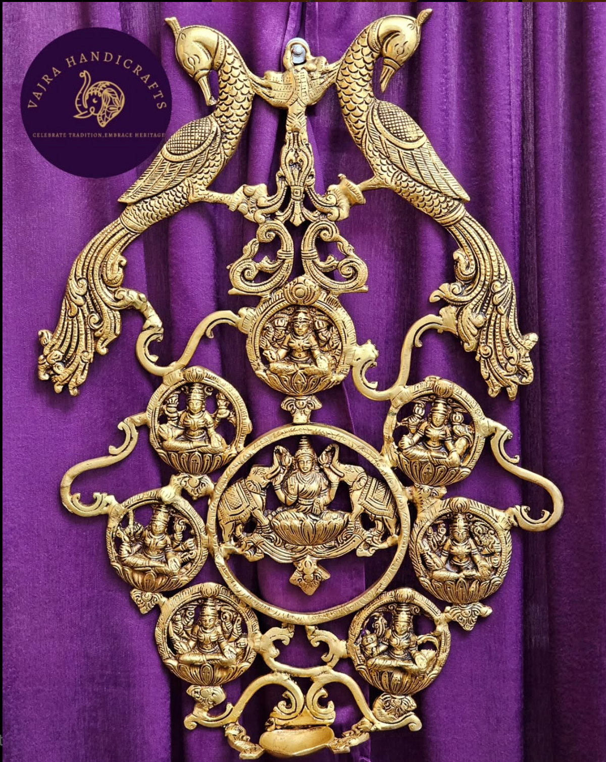 Ashta Lakshmi Peacock Wall Hanging set